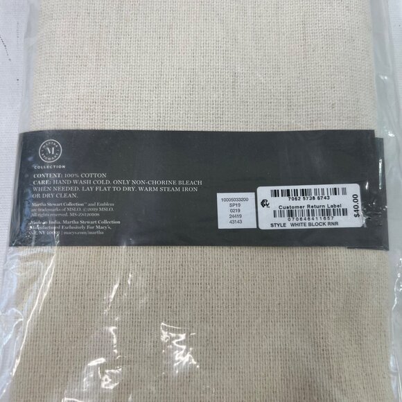 Martha Stewart Table Runner White Block Two Tone Flax Natural Beige 14x72 - Picture 6 of 8